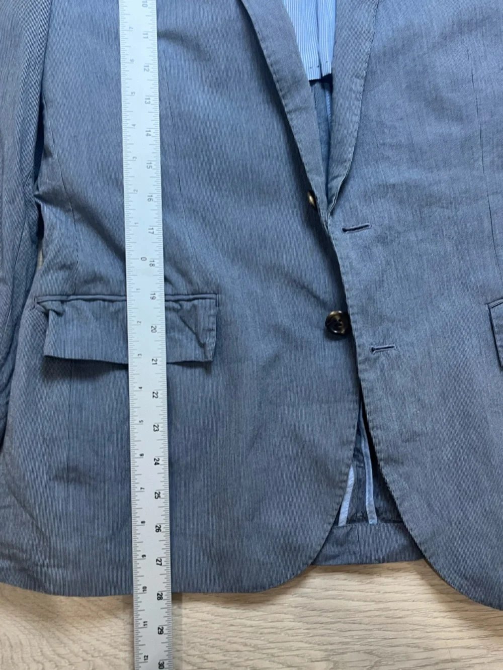 J.Crew Ludlow grey suit jacket Size 40s  Blue Gray Stripe Needs To Be Pressed